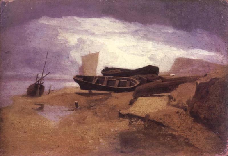 John sell cotman seashore with boats oil painting picture